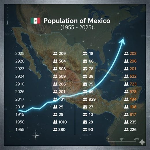 🇲🇽 Population of Mexico (1955 - 2025) #mexico