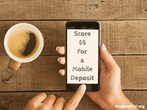 Let us pay for your next cup of joe! Get $5 when you visit any of our branches and download the Hughes banking app. Just ask one of our friendly Member Service Reps to demonstrate how easy it is to enroll in online banking and we’ll give you a $5 check to deposit into your Hughes checking account! Hurry, offer ends August 31, 2016. | Hughes Federal Credit Union
