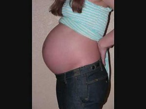 Big Pregnant Belly Growing. Week by week pregnancy progression. Time lapse
