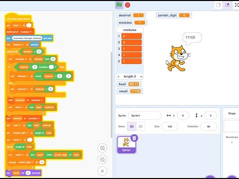 Scratch : Konversi Desimal to Biner | informatika kelas 9