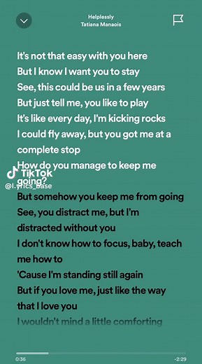 Helplessly - Tatiana Manaois | Full Lyrics with Spotify