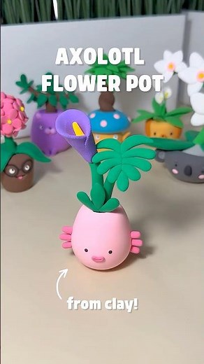Turn Clay into the Cutest Axolotl Flower Pot! #diy #clay #axolotl