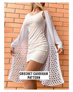 Crochet Lacy Summer Cardigan Pattern. Pattern for Crochet Beach Cover Up. Easy Tutorial for Crochet Boho Summer Beach Tunic. All Sizes. - Etsy