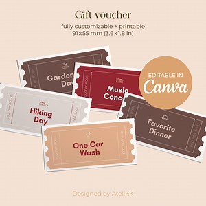 Modèle de bon cadeau personnalisé Canva, bon cadeau à faire soi-même, bon cadeau imprimable et modifiable, ticket de réduction, pour toute occasion - Etsy France