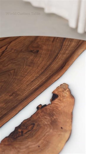 Handmade Black Walnut Coffee Table with White Resin | Round Modern Rustic Living Room Table