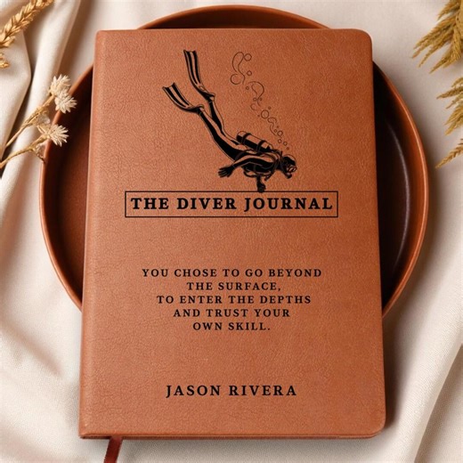 Personalized Diver Journal, Scuba Diving Logbook Gift for Men, Custom Leather Notebook for Diver, Dive Log, Swim Coach, Ocean Lover Gift - Etsy