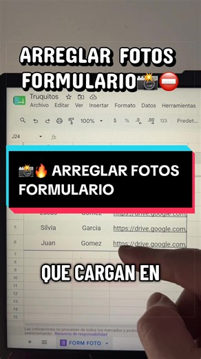 Arreglar Fotos Formulario 📸⛔️ | Google Sheets (Excel Google) Pasos👇 1.Para que esto te ande, tenés que ir a Google Drive, buscar la carpeta donde el Formulario guarda las fotos automáticamente y cambiar los accesos a