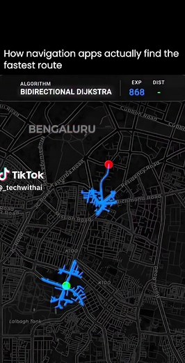 How Navigation Apps Find the Fastest Route: Bidirectional Dijkstra Search Explained