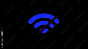 No Wifi Signal: Animated Icon Loop, Network Disconnection Al. wifi signal disabled. WiFi Symbol and No Internet Sign.No WiFi. Disconnected WiFi.