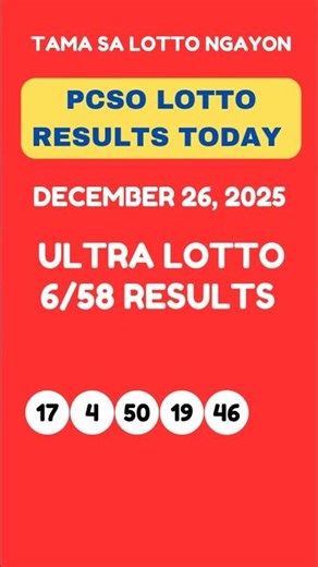 ULTRA LOTTO 6/58 DRAW RESULTS TODAY DECEMBER 26, 2025