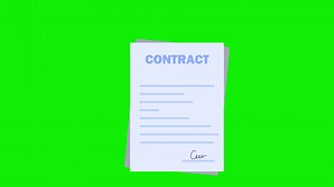 Download 2d cartoon contract paper signature animation with green screen background 4k for free