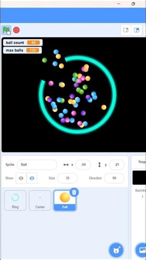 Satisfying ball physics with simple Scratch code #scratch #beginnersguide #scratchprogramming