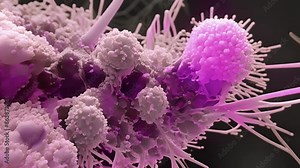 Scanning electron microscope animation of a B lymphocyte forming connections with other cells during the activation process.