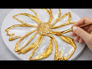 3D Flower Wall Painting Design Ideas | Textured Floral art Step by Step