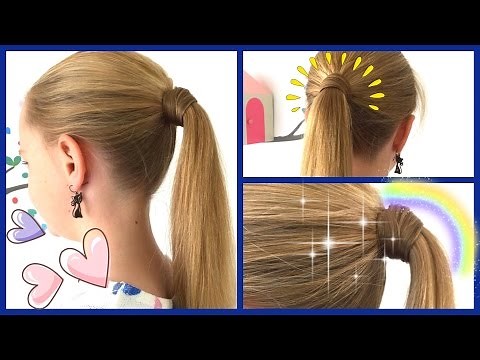Hair tie wrapped with hair ♥ 2 variations without bobby pins ♥ Braided hairstyle for girls