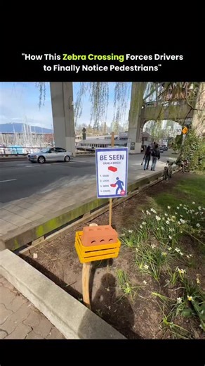 Knowledge Matrix | At first it looks strange — a brick placed at the start of a zebra crossing. But it’s actually a smart safety design meant to change driver... | Instagram