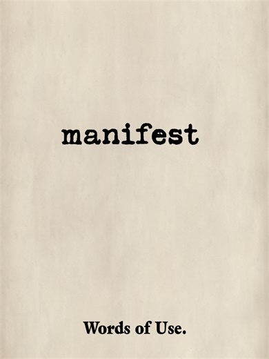 Manifest — meaning and usage Manifest /MAN-uh-fest/ · adjective & adverb Meaning: Clear or obvious to the mind or eye. Examples: Her disappointment was manifest in her silence. There was manifest hostility between the two rivals. Would you use this word in writing or speech? #wordoftheday #vocabulary #wordsofuse #learnenglish #englishwords #manifest
