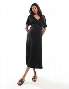 ONLY Maternity nursing maxi dress in black | ASOS