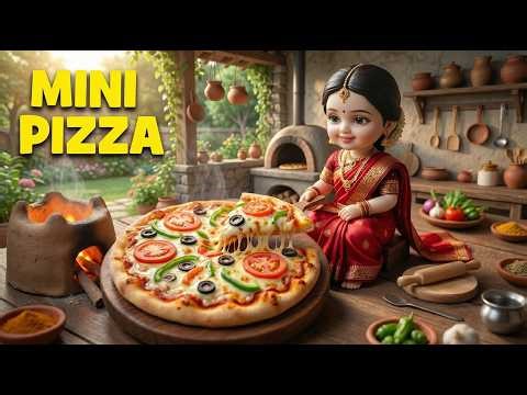 Miniature Doll Cheesy Mini Pizza Cooking ASMR | Indian Village Tiny Kitchen #miniaturecooking