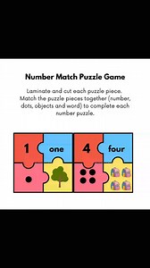Number Puzzle This number puzzle is a hands-on activity designed to build number recognition and counting skills. It features three key components, number symbols, number words and object sets. | Teacher Marie