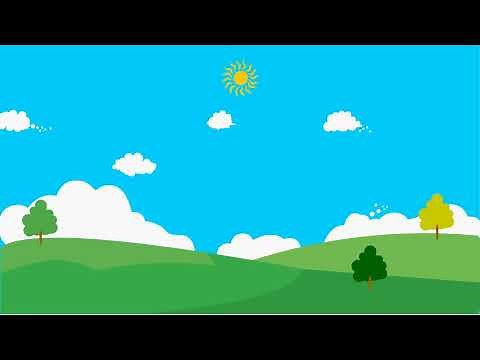 GREEN MEADOW | PASSING CLOUDS | Animated cartoon BG free | green farm fields Animasi