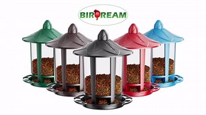 Birdream 2 Pack Bird Feeders for Outdoor Hanging, Assembly Required, 1-Min Easy Setup, Charming Castle Design, Attracting Cardinals Chickadees Goldfinches & Sparrows - Green