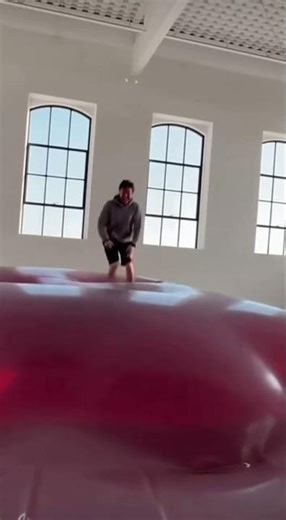 Man Jumps on Giant Inflatable Jelly! (Trampoline Fun) #shorts