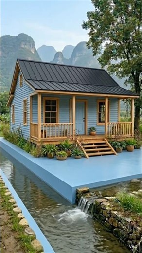 Modern Tiny House with Water Canal 🌊🏡 Dream Cabin Design!