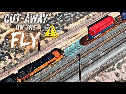 HELPERS CUT-AWAY on the FLY at the Top of CAJON PASS - TRAIN MEETS - TRAIN RACES - Non Stop Action