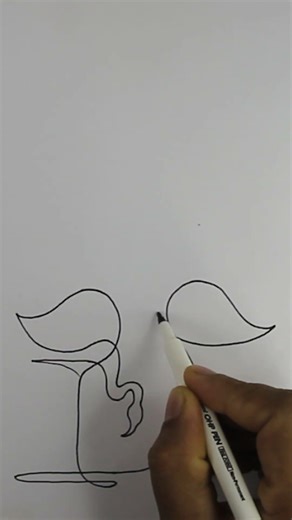 One line drawing easy / Line drawing art/ How to draw one line art/ One line drawing animals #short#