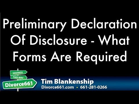 Preliminary Declaration of Disclosures For California Divorce