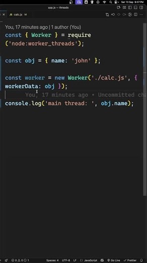 Node.js Worker Threads in 60s | Pass Data with workerData