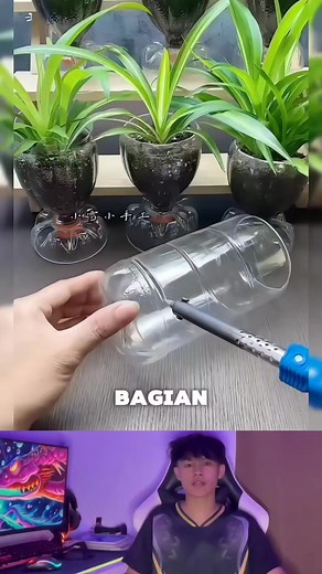 1.7M views · 8.9K reactions | cara membuat pot bunga dari botol plastik #tutorial #ide #kreatif #kerajinan #botol #plastik #tanaman #bunga #fyp #reels #viral #trik | Cecef Pranata | Facebook