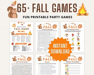 Fall Games | Fall Games Printable | Fall Party Games | Fall Games for Kids Adults | Autumn Games | Autumn Games Bundle | Fall Fest Games - Etsy