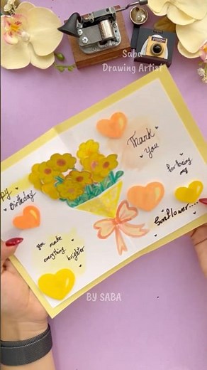🔥DIY & Draw EASY Birthday Pop-Up Card! 🎂🎁 #saba_creativeartist