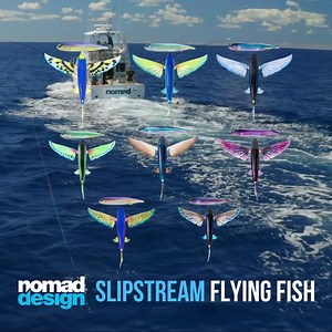 SLIP STREAM FLYING FISH✈️🐟 CHOOSE YOUR COLOUR 🌈 Introducing the Slipstream Flying Fish Every pelagic predator in the ocean loves to eat flying fish, the Nomad Design SLIPSTREAM has been crafted by decades of experience on the water to mimic a Flying Fish to perfection.👌 ☑️ Realistic flying action on the troll. Fast or slow. ☑️ Multiple rigging options for perfect presentation ☑️ Folding wing design ☑️ Interchangeable wing sets ☑️ 140, 200 & 280 sizes #slipstreamflyingfish #ndtackle #nomaddesi