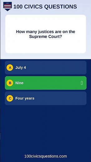 Q30: How many justices are on the Supreme Court? #Shorts