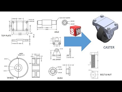 Caster wheel assembly using SOLIDWORKS | SOLIDWORKS Tutorials for Beginners