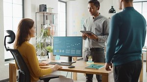 Three Economic Analytics Work On Desktop Stock Footage Video (100% Royalty-free) 1033113596 | Shutterstock