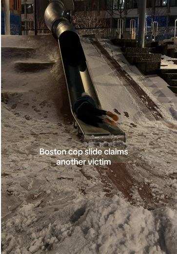Post 2026 blizzard cop slide did damage #boston #copslide