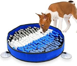 Fhiny Snuffle Mat for Dogs, Washable Sniff Digging Feeding Mat Dog Interactive Toys Puppy Mental Stimulation Toys Practice Foraging Skills & Stress Relief for Small Medium Large Breed (Round)