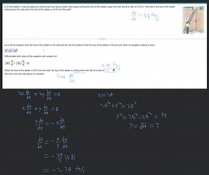 A 25-foot ladder is leaning against a vertical wall (see figure... | Filo