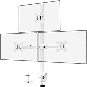 WALI Triple Monitor Stand, Fully Adjustable Three Monitor Desk Mount Fits 3 Screens up to 27 inch, 22 lbs. Weight Capacity per Arm (M003-W), White