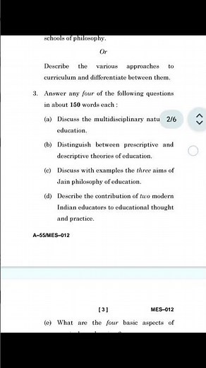 MES012Education Nature|June2025 IGNOU previous year paper#ignou #exam #exampreparation #pyqs #viral