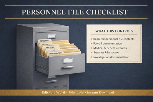 Personnel File Checklist | Employee File Audit Tool | HR Compliance Checklist | I-9, Payroll & Medical File Organization | Editable Word - Etsy