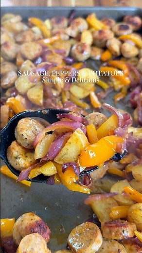 Sheet Pan Sausage Potatoes & Peppers, so EASY!