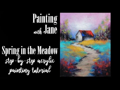 Spring in the Meadow - Step by Step Acrylic Painting on Canvas