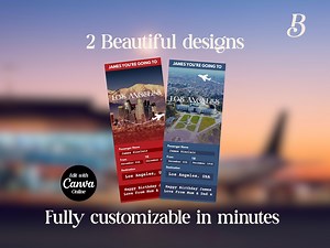 Editable Los Angeles Boarding Pass: USA LA Surprise Trip Reveal (canva Template) - Etsy