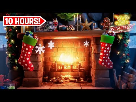 10 Hours Of RELAXING Fortnite Winterfest Fireplace!