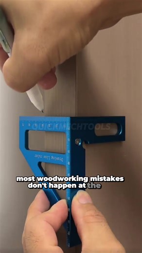 MEASURE. MARK. MASTER. 📐✨ 3D Precision. Laser-etched Aluminum. Perfect 45° & 90° angles. Stop guessing. Start building with zero error. Scribe lines on 3 sides instantly. The ultimate layout tool. CRAFT PERFECTION! 👇 #quickmechtools #fyp #Woodworking #Carpentry #PrecisionTools